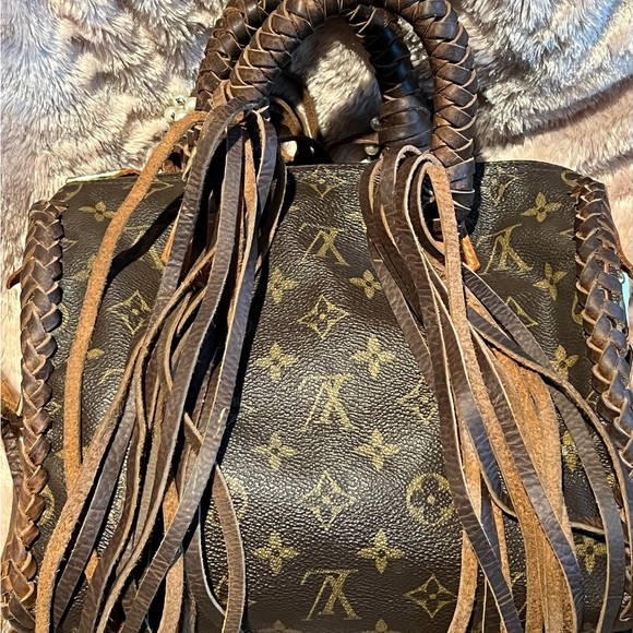 LOUIS VUITTON Speedy 25 Purse LV Monogram Graffiti Boho Pearl Fringe Bag HOST PK - Picture 8 of 16
